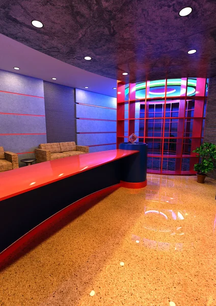 3D rendering hotelreceptie interieur — Stockfoto