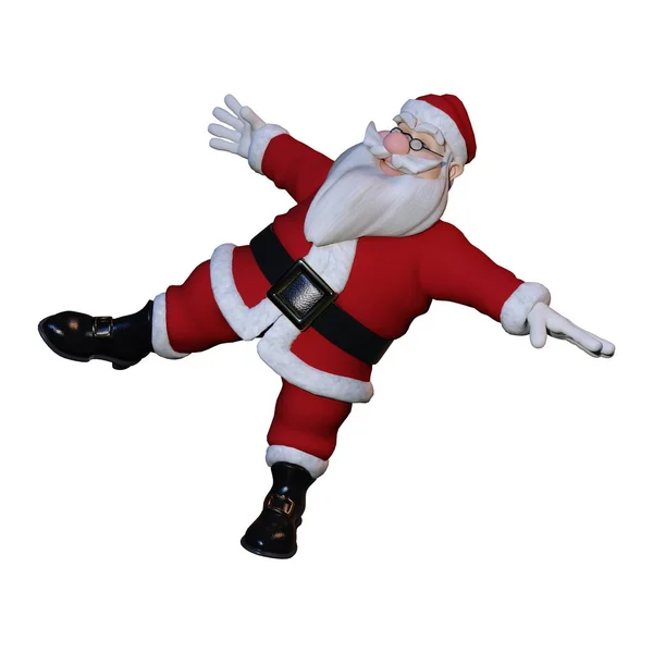 3D rendering Santa utövar på vit — Stockfoto