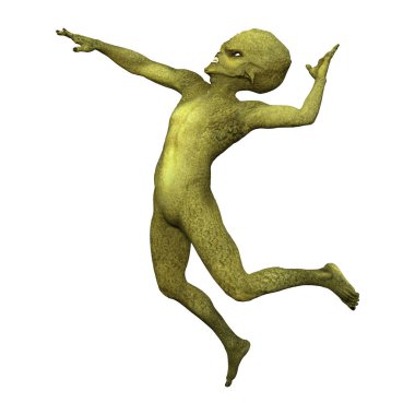 3D beyaz yeşil uzaylı oluşturma