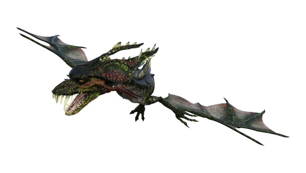 3D Rendering Fantasy Dragon on White — Stock Photo, Image