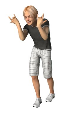 3D render genç çocuk beyaz