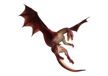 3D render fantezi Dragon beyaz