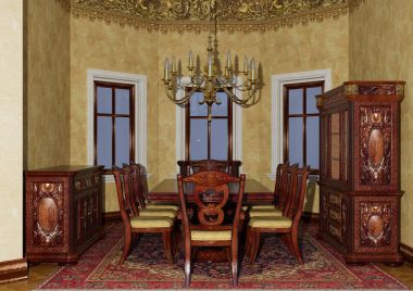 3D render Victoria yemek odası