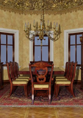 3D render Victoria yemek odası