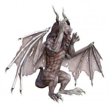 3D render fantezi vampir Dragon beyaz