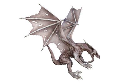 3D render fantezi vampir Dragon beyaz