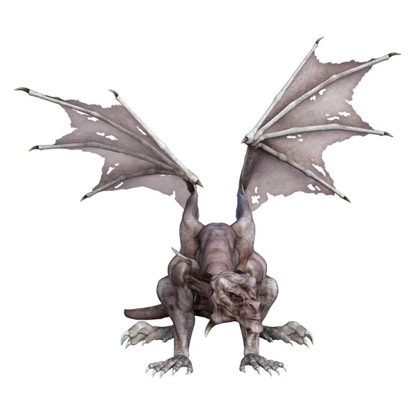 3D render fantezi vampir Dragon beyaz — Stok fotoğraf