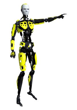 3D render erkek Robot üzerinde beyaz