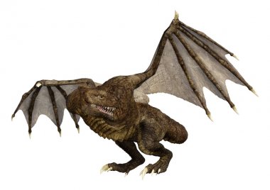 3D render fantezi Dragon beyaz