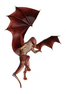 3D render fantezi Dragon beyaz