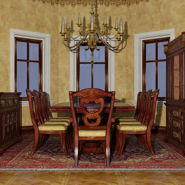 3D render Victoria yemek odası