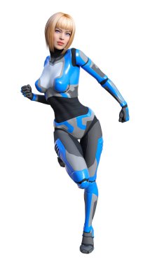3D render kadın Robot üzerinde beyaz