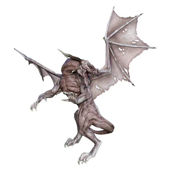 3D renderização Fantasia Vampiro Dragão em Branco — Fotografia de Stock
