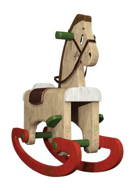 3D render sallanan at üzerinde beyaz