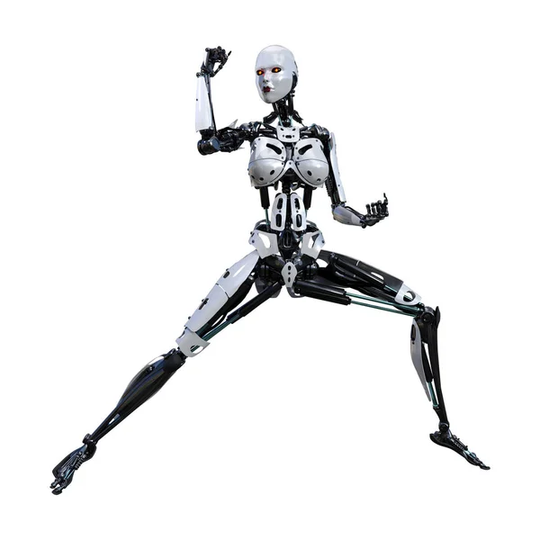 3D Rendering robot femminile su bianco — Foto Stock