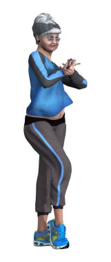 3d render üst düzey kadın beyaz dans