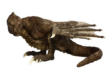 3D render fantezi Dragon beyaz