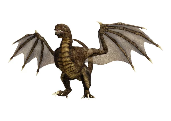 3D рендеринг фентезі дракон на білому — стокове фото