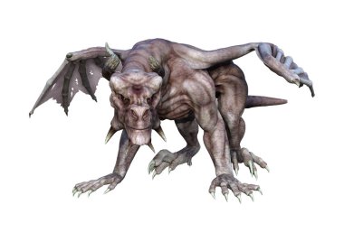 3D render fantezi vampir Dragon beyaz