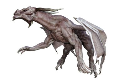 3D render fantezi vampir Dragon beyaz