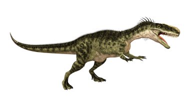 3D render dinozor Monolophosaurus beyaz