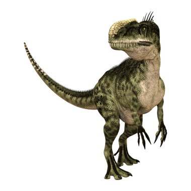 3D render dinozor Monolophosaurus beyaz