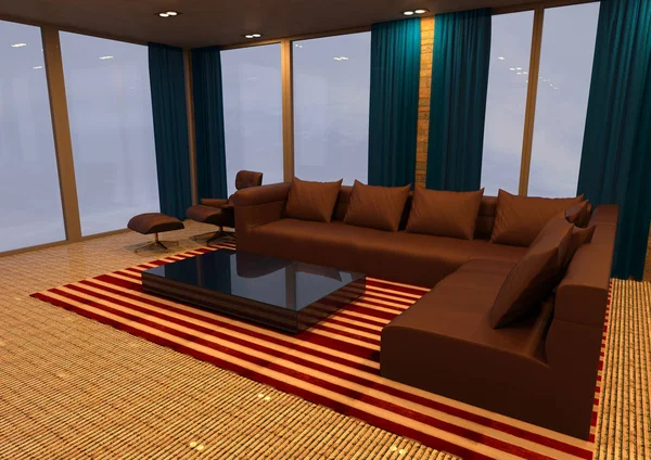 3D Rendering Studio Apartamento Interior — Foto de Stock