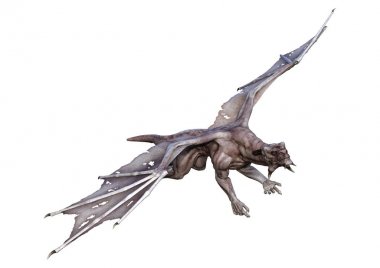 3D render fantezi vampir Dragon beyaz