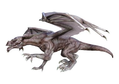 3D render fantezi Dragon beyaz