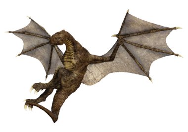 3D render fantezi Dragon beyaz