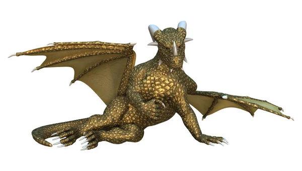 Dragon fantaisie rendu 3D sur blanc — Photo