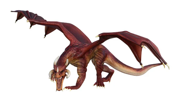 3D render fantezi Dragon beyaz — Stok fotoğraf