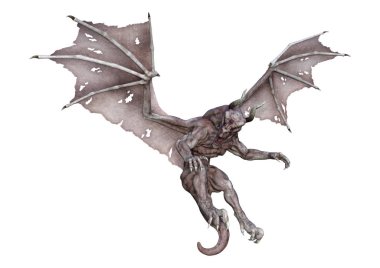 3D render fantezi vampir Dragon beyaz