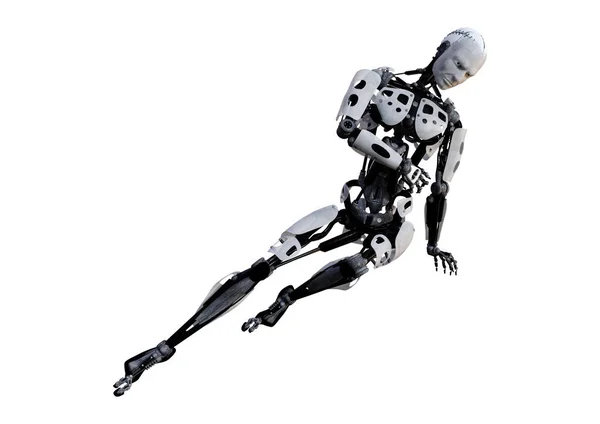 Robot masculino de renderización 3D en blanco —  Fotos de Stock