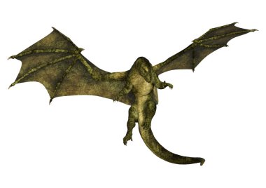 3D render fantezi Dragon beyaz