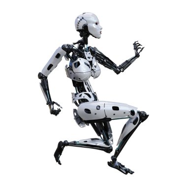 3D render kadın Robot üzerinde beyaz