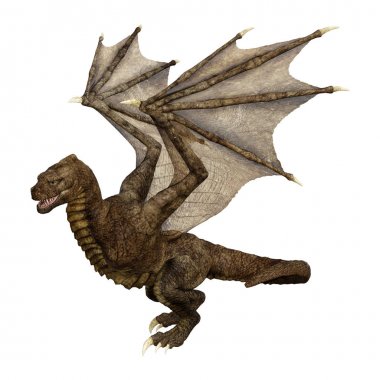 3D render fantezi Dragon beyaz