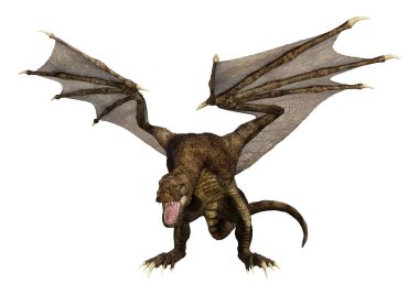 3D render fantezi Dragon beyaz