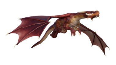 3D render fantezi Dragon beyaz