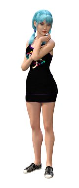 3D render genç kız beyaz