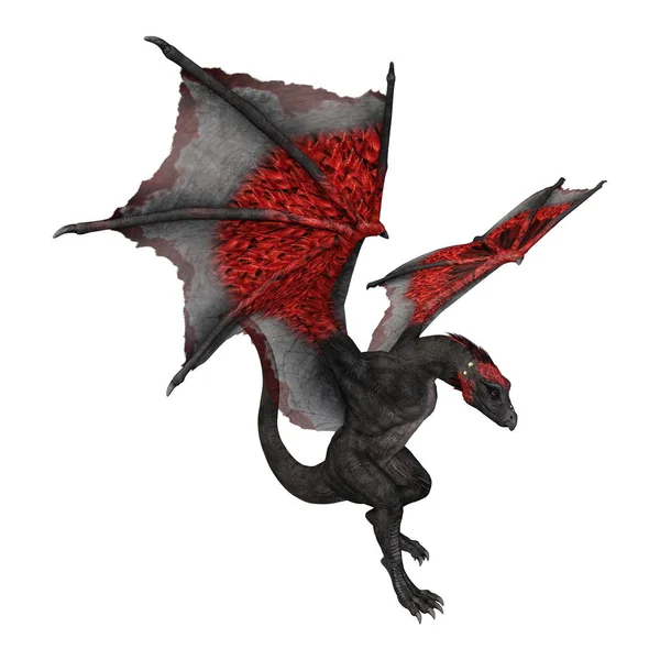 व्हाइट वर 3D रेंडरिंग कल्पनारम्य ड्रॅगन — स्टॉक फोटो, इमेज