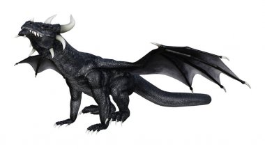 3D render fantezi Dragon beyaz