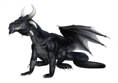 3D render fantezi Dragon beyaz