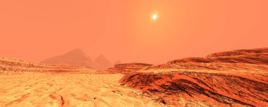 3D render gezegen Mars peyzaj