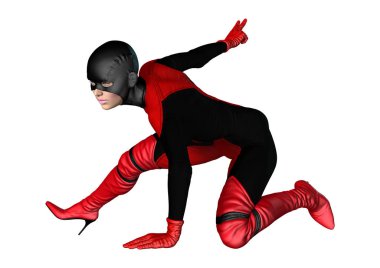 Beyaz 3D render kadın kahraman