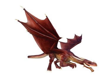 3D render fantezi Dragon beyaz