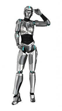 3D render kadın Robot üzerinde beyaz