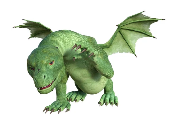 3D renderização Fantasia Hatchling Dragão em Branco — Fotografia de Stock