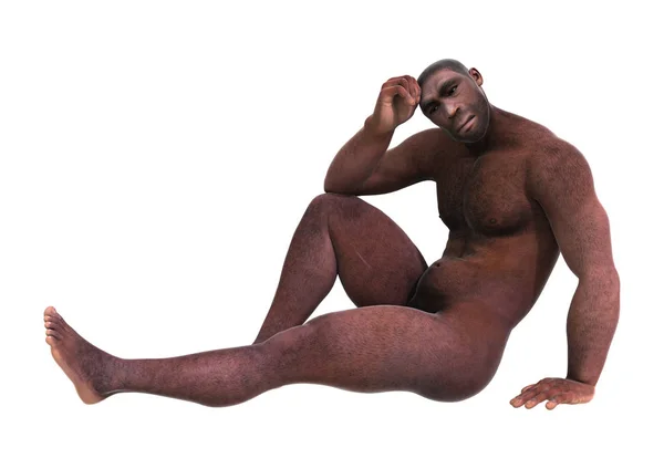 Renderização 3D Homo Erectus em Branco — Fotografia de Stock