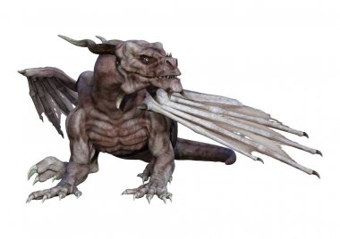 3D render fantezi vampir Dragon beyaz